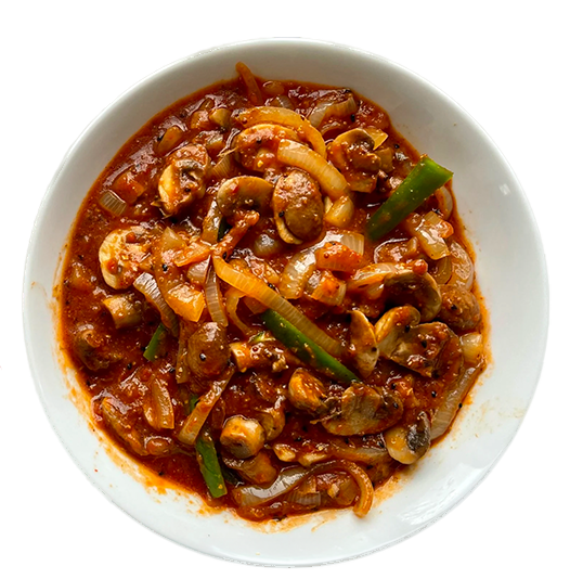 Mushroom bhaji Indian dish served in a bowl
